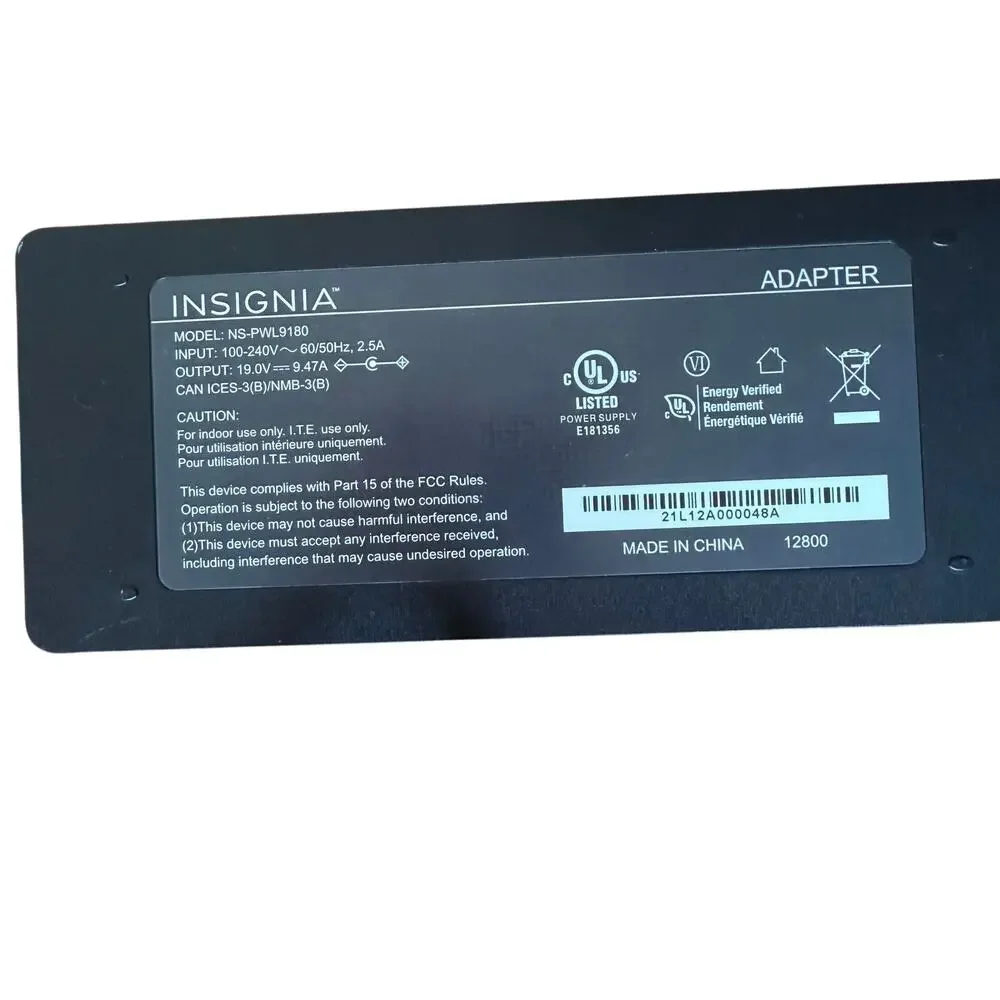 Insignia Universal 180W Laptop Charger Black NS-PWL9180 High Power Replacement